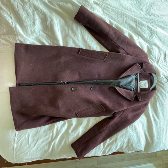 Abercrombie Women's Wool-Blend Dad Coat in XS Petite - Dark Burgundy - Picture 3 of 5
